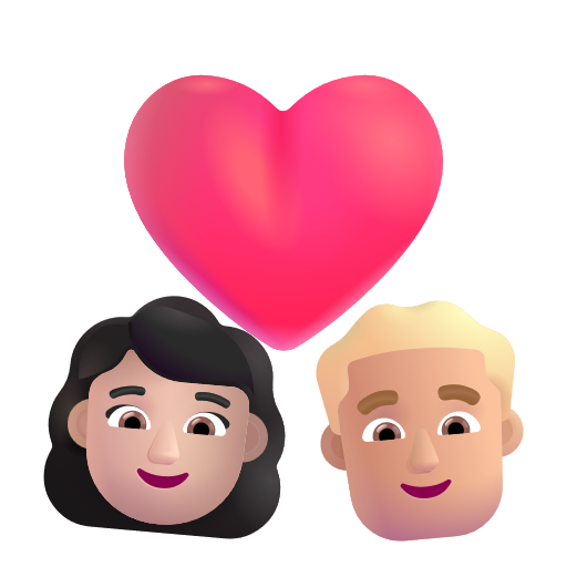 Couple avec cœur: Femme, Homme, Peau Claire, Peau Moyennement Claire