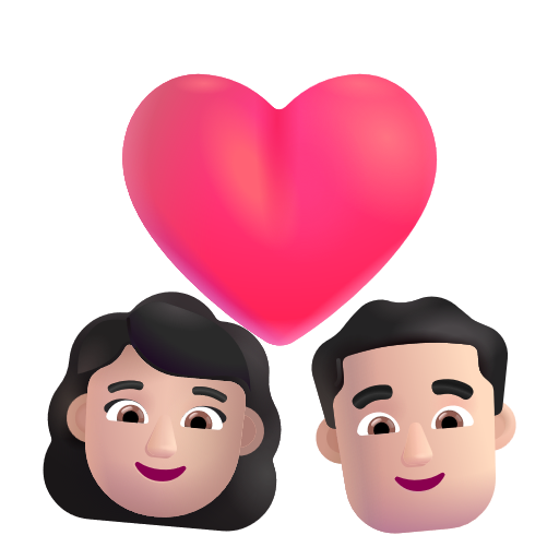 Couple avec cœur: Femme, Homme, Peau Claire