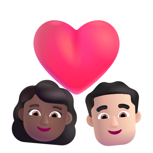 Couple avec cœur: Femme, Homme, Peau Moyennement Foncée, Peau Claire