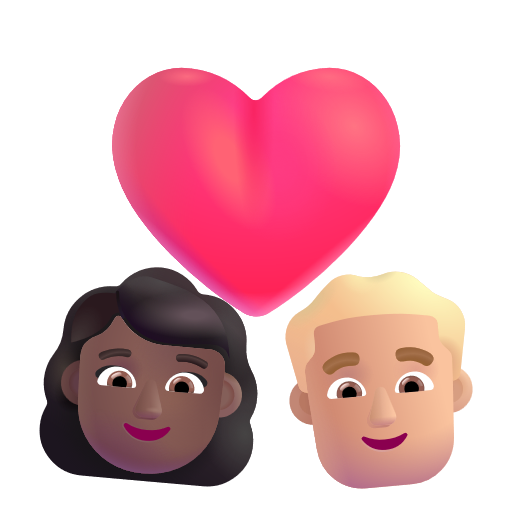 Couple avec cœur: Femme, Homme, Peau Moyennement Foncée, Peau Moyennement Claire