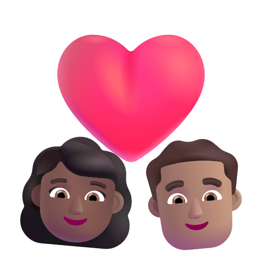 Couple avec cœur: Femme, Homme, Peau Moyennement Foncée, Peau Moyenne