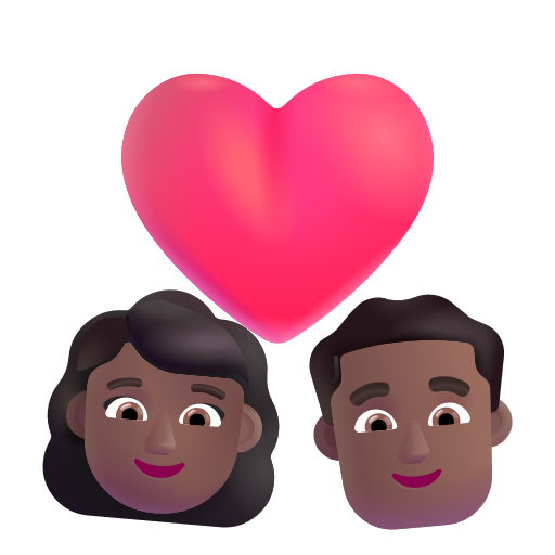 Couple avec cœur: Femme, Homme, Peau Moyennement Foncée