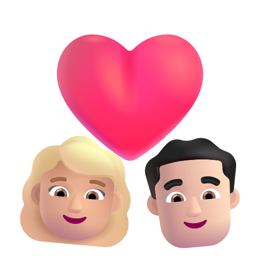 Couple avec cœur: Femme, Homme, Peau Moyennement Claire, Peau Claire