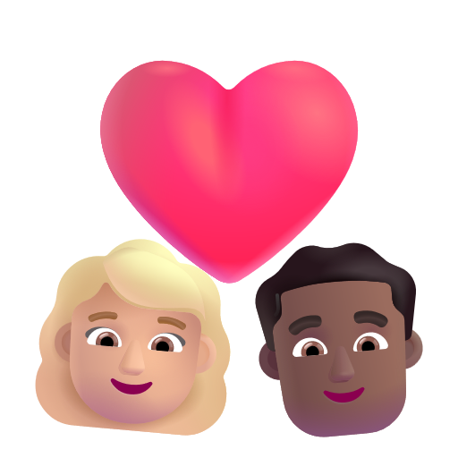 Couple avec cœur: Femme, Homme, Peau Moyennement Claire, Peau Moyennement Foncée