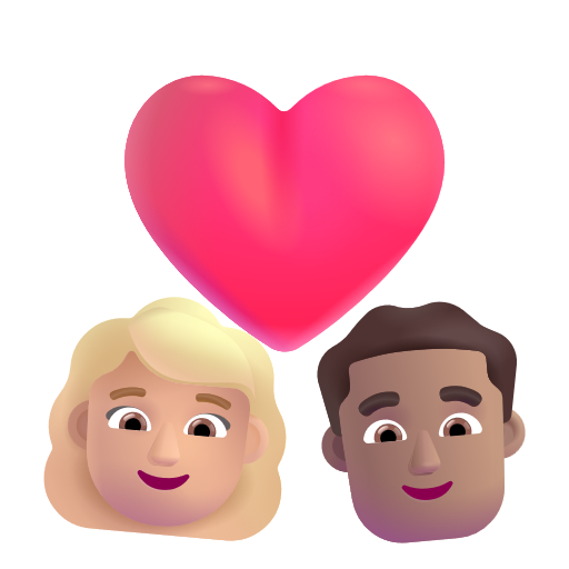 Couple avec cœur: Femme, Homme, Peau Moyennement Claire, Peau Moyenne