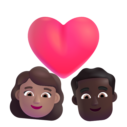 Couple avec cœur: Femme, Homme, Peau Moyenne, Peau Foncée