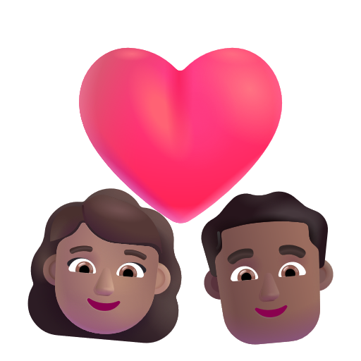 Couple avec cœur: Femme, Homme, Peau Moyenne, Peau Moyennement Foncée