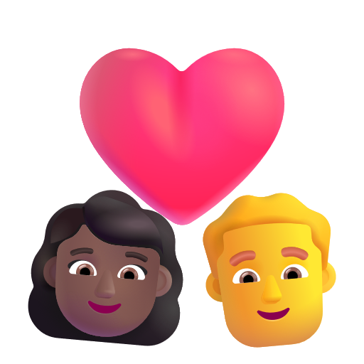 Couple avec cœur - Femme: Peau Moyennement Foncée, Homme: Sans Teint