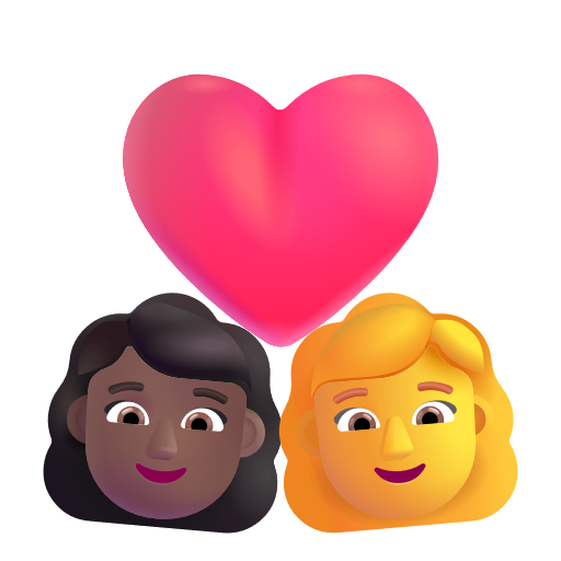 Couple avec cœur - Femme: Peau Moyennement Foncée, Femme: Sans Teint