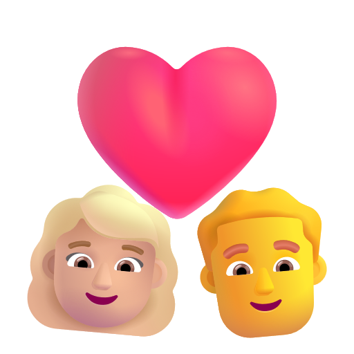 Couple avec cœur - Femme: Peau Moyennement Claire, Homme: Sans Teint