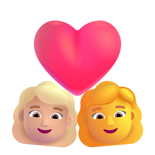 Couple avec cœur - Femme: Peau Moyennement Claire, Femme: Sans Teint