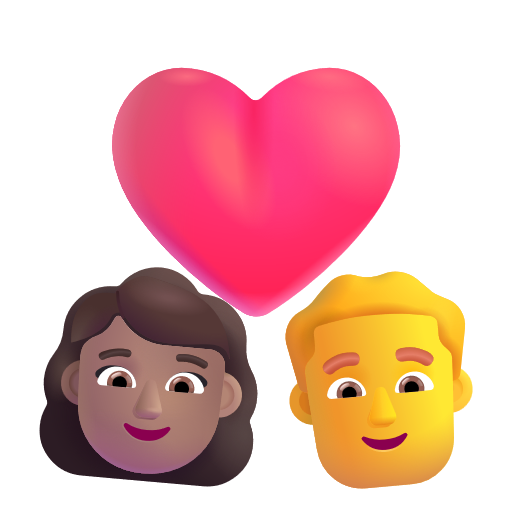 Couple avec cœur - Femme: Peau Moyenne, Homme: Sans Teint