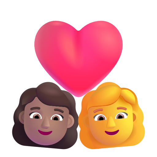 Couple avec cœur - Femme: Peau Moyenne, Femme: Sans Teint