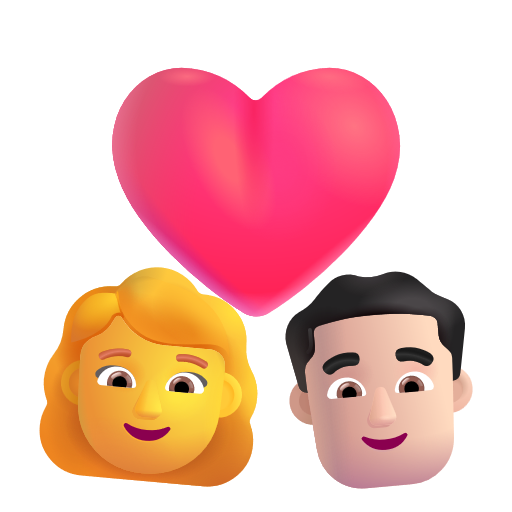 Couple avec cœur - Femme: Sans Teint, Homme: Peau Claire