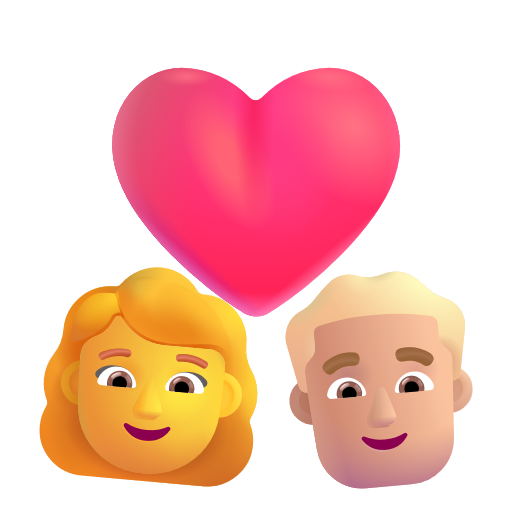 Couple avec cœur - Femme: Sans Teint, Homme: Peau Moyennement Claire