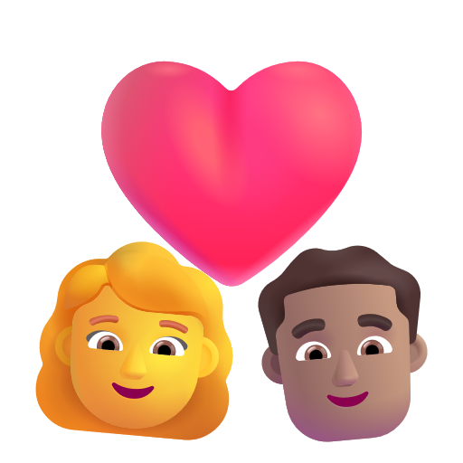 Couple avec cœur - Femme: Sans Teint, Homme: Peau Moyenne