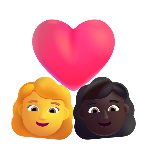 Couple avec cœur - Femme: Sans Teint, Femme: Peau Foncée