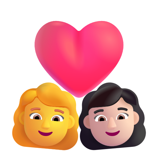Couple avec cœur - Femme: Sans Teint, Femme: Peau Claire