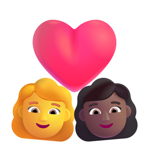 Couple avec cœur - Femme: Sans Teint, Femme: Peau Moyennement Foncée