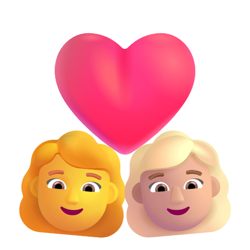 Couple avec cœur - Femme: Sans Teint, Femme: Peau Moyennement Claire