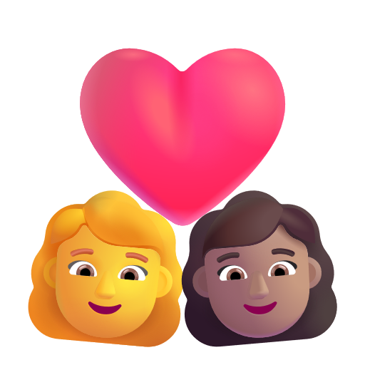 Couple avec cœur - Femme: Sans Teint, Femme: Peau Moyenne