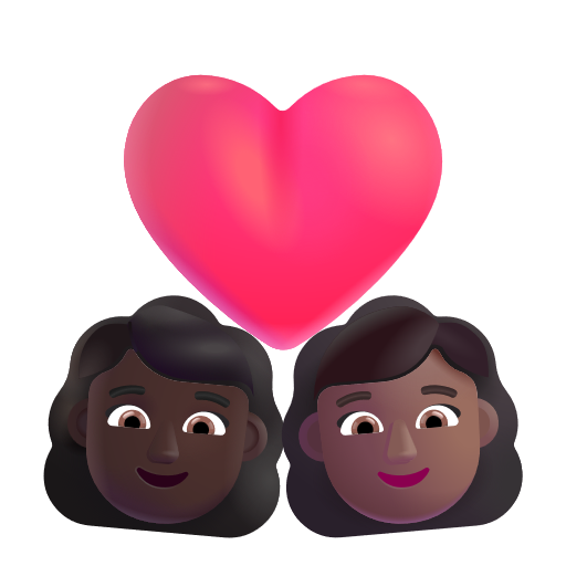 Couple avec cœur: Femme, Femme, Peau Foncée, Peau Moyennement Foncée