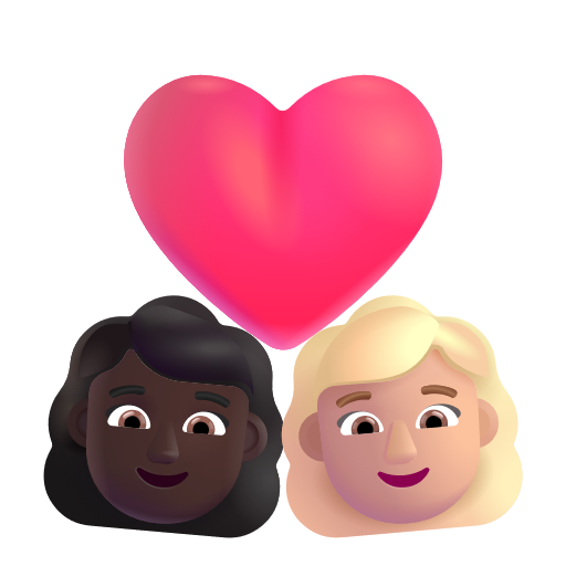 Couple avec cœur: Femme, Femme, Peau Foncée, Peau Moyennement Claire