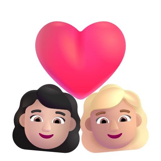 Couple avec cœur: Femme, Femme, Peau Claire, Peau Moyennement Claire