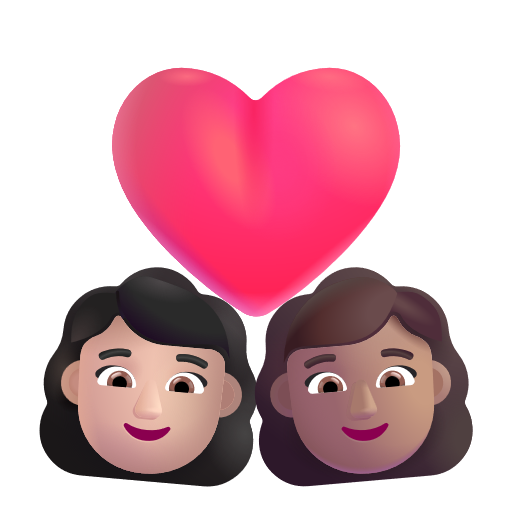 Couple avec cœur: Femme, Femme, Peau Claire, Peau Moyenne