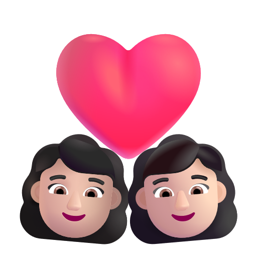Couple avec cœur: Femme, Femme, Peau Claire