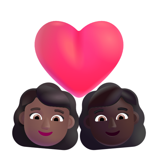 Couple avec cœur: Femme, Femme, Peau Moyennement Foncée, Peau Foncée