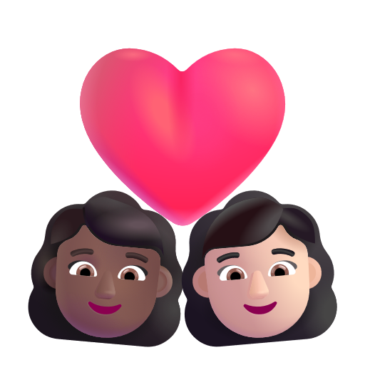 Couple avec cœur: Femme, Femme, Peau Moyennement Foncée, Peau Claire