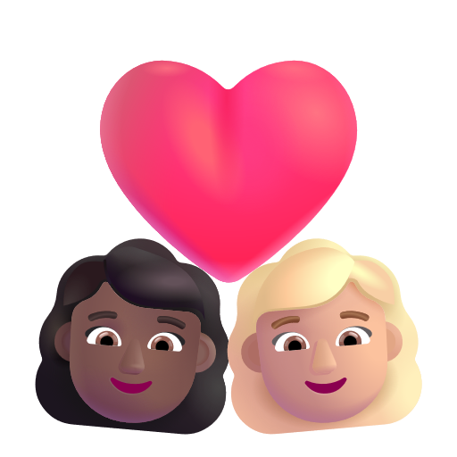 Couple avec cœur: Femme, Femme, Peau Moyennement Foncée, Peau Moyennement Claire