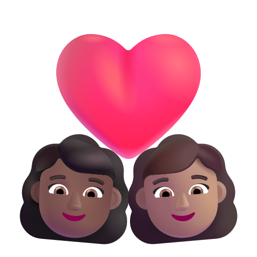 Couple avec cœur: Femme, Femme, Peau Moyennement Foncée, Peau Moyenne
