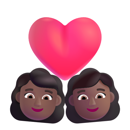 Couple avec cœur: Femme, Femme, Peau Moyennement Foncée
