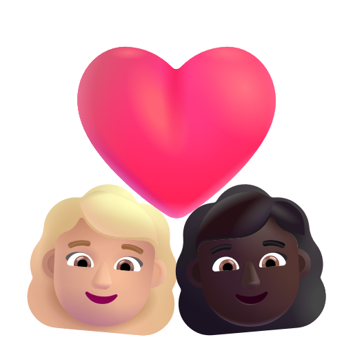 Couple avec cœur: Femme, Femme, Peau Moyennement Claire, Peau Foncée