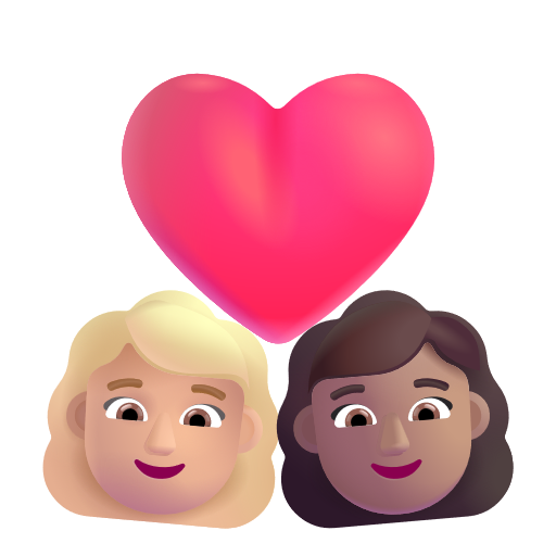 Couple avec cœur: Femme, Femme, Peau Moyennement Claire, Peau Moyenne