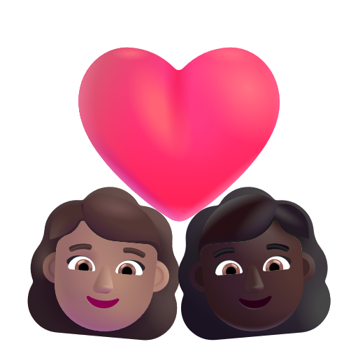 Couple avec cœur: Femme, Femme, Peau Moyenne, Peau Foncée