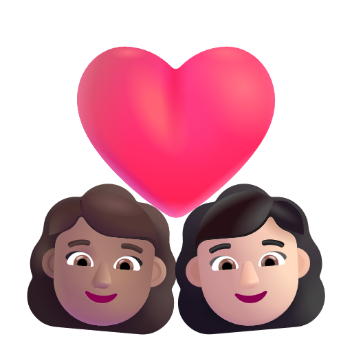 Couple avec cœur: Femme, Femme, Peau Moyenne, Peau Claire