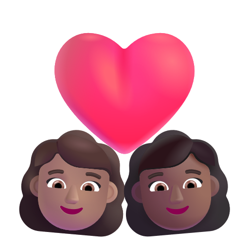 Couple avec cœur: Femme, Femme, Peau Moyenne, Peau Moyennement Foncée