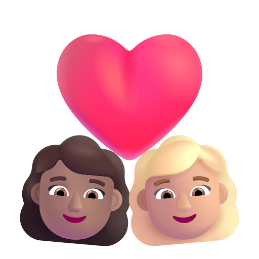 Couple avec cœur: Femme, Femme, Peau Moyenne, Peau Moyennement Claire
