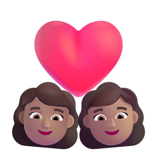 Couple avec cœur: Femme, Femme, Peau Moyenne