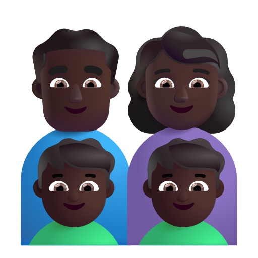 Famille - Homme: Peau Foncée, Femme: Peau Foncée, Garçon: Peau Foncée, Garçon: Peau Foncée