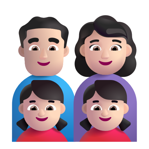 Famille - Homme: Peau Claire, Femme: Peau Claire, Fille: Peau Claire, Fille: Peau Claire