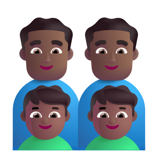 Famille - Homme: Peau Moyennement Foncée, Homme: Peau Moyennement Foncée, Garçon: Peau Moyennement Foncée, Garçon: Peau Moyennement Foncée