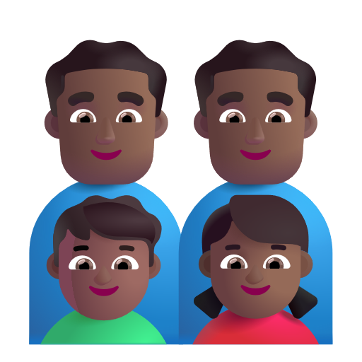 Famille - Homme: Peau Moyennement Foncée, Homme: Peau Moyennement Foncée, Garçon: Peau Moyennement Foncée, Fille: Peau Moyennement Foncée