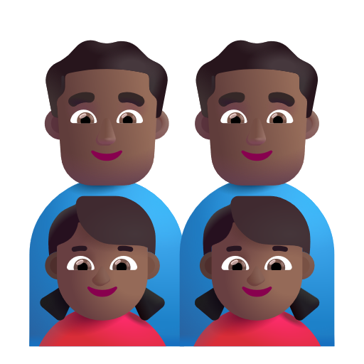 Famille - Homme: Peau Moyennement Foncée, Homme: Peau Moyennement Foncée, Fille: Peau Moyennement Foncée, Fille: Peau Moyennement Foncée