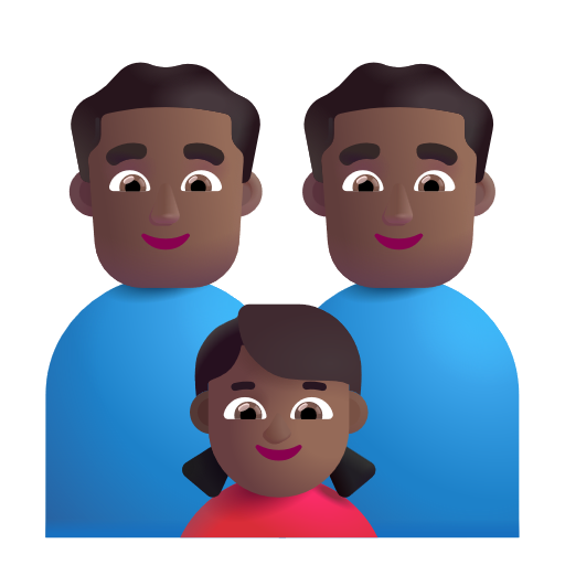 Famille - Homme: Peau Moyennement Foncée, Homme: Peau Moyennement Foncée, Fille: Peau Moyennement Foncée