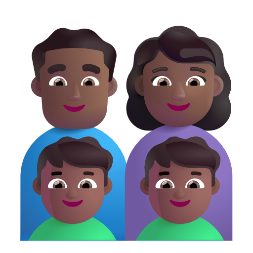Famille - Homme: Peau Moyennement Foncée, Femme: Peau Moyennement Foncée, Garçon: Peau Moyennement Foncée, Garçon: Peau Moyennement Foncée
