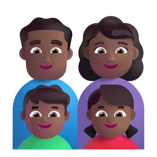 Famille - Homme: Peau Moyennement Foncée, Femme: Peau Moyennement Foncée, Garçon: Peau Moyennement Foncée, Fille: Peau Moyennement Foncée